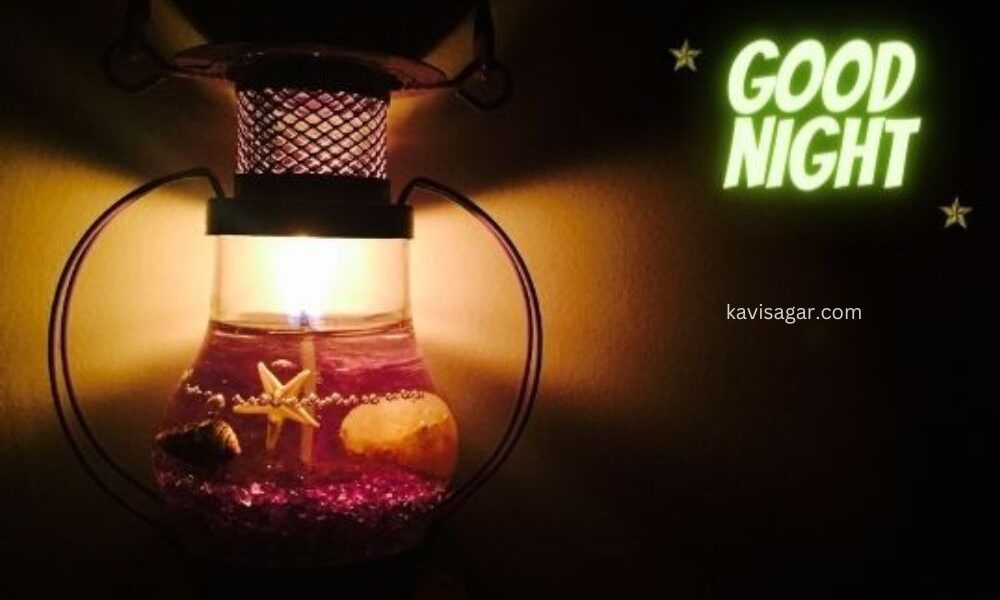 A good night glass lamp in dim light with dark in the background.