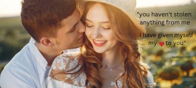 English poetry with a couple, both in white dress.